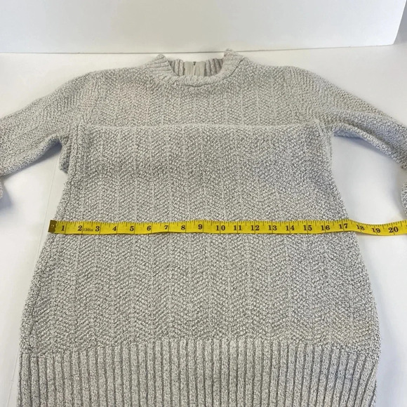 Light gray textured pull over long sleeve zip back sweater dress size small - Picture 5 of 11